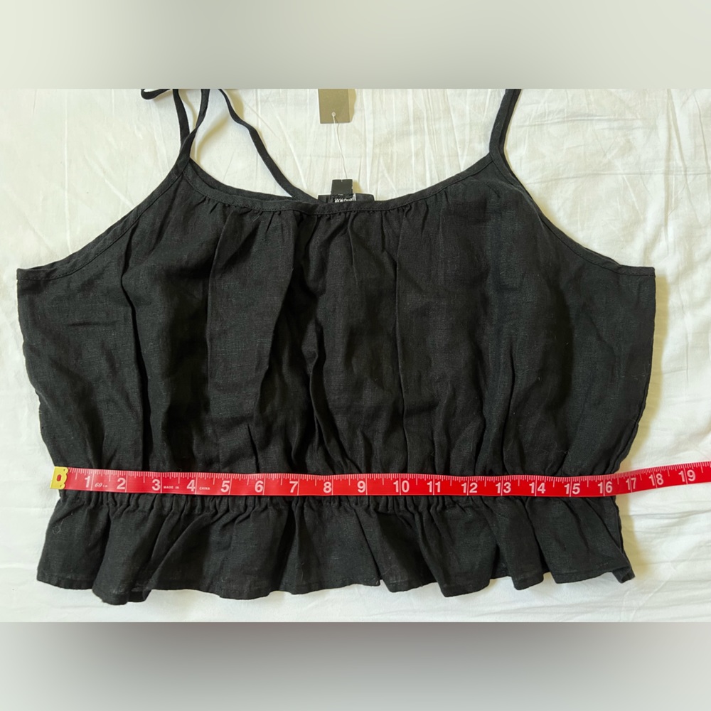 🖤 J.Crew Ruffle-Waist Linen Tank | Size L - Picture 7 of 8
